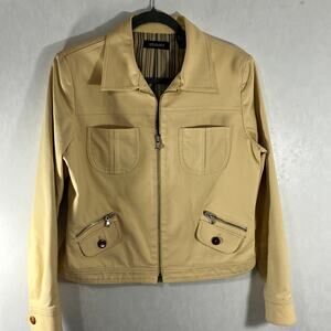 Ideology Womens Wheat Large Jacket Zip Front & Zip Pockes